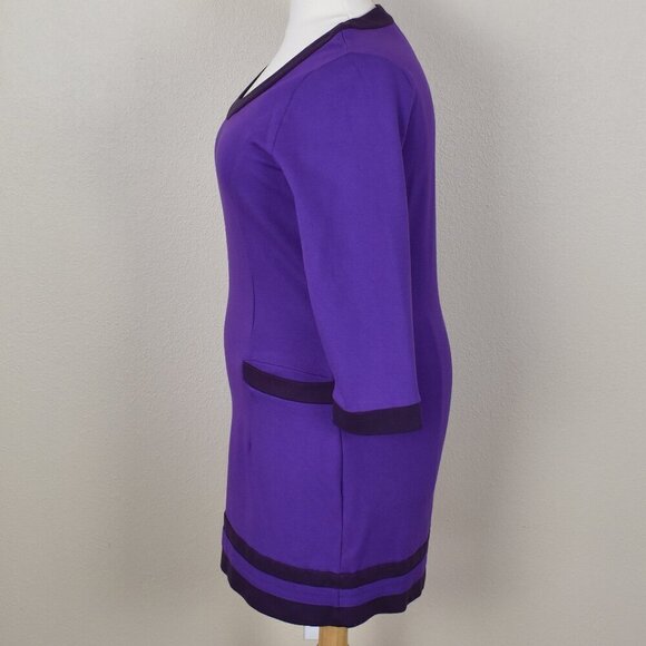 Boden Contrast Trim Ponte Sheath Dress - 16 - Picture 5 of 9